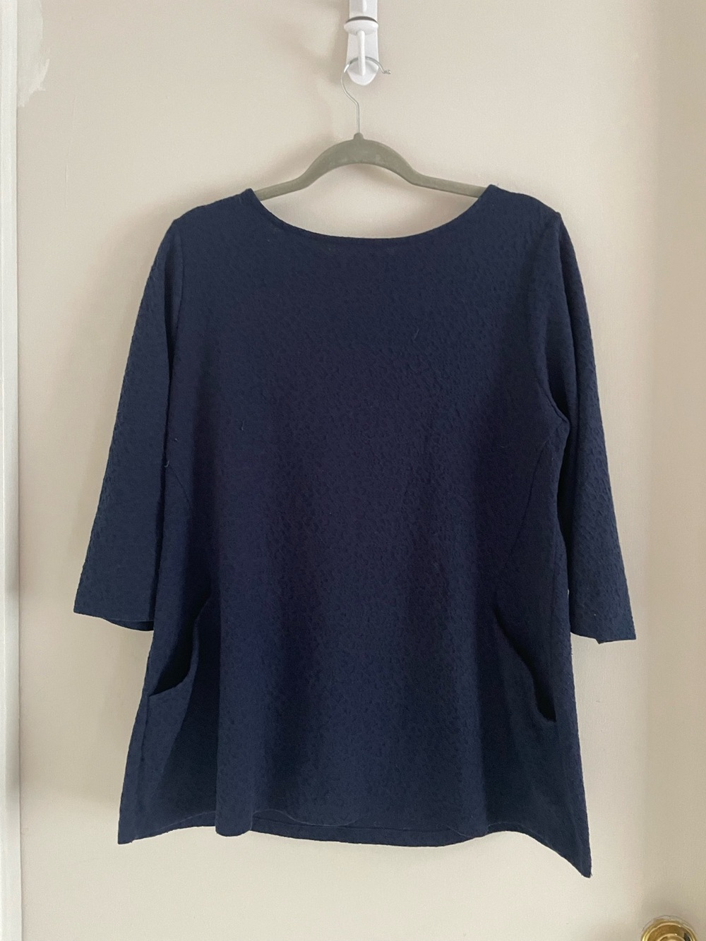 Chico's Navy Textured Boatneck Top Size 2P